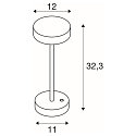 LED Akku-Tischleuchte VINOLINA 2-CCT, IP54, � 12cm, zylindrisch, 2.2W 2700/3000K 130lm, Touch-Dimmer + Ladestation, schwarz