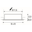 SLV Deckeneinbauleuchte NEW TRIA� 75, quadratisch, GU10, max. 10W, IP20, aluminium