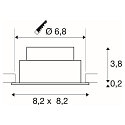 SLV LED Deckeneinbauleuchte NEW TRIA� 68, quadratisch, 8,3W, CRI 90, IP20, dimmbar, 38�, 3000K, wei�