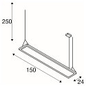 SLV LED Pendelleuchte WORKLIGHT PRO 150, 80� - 115�, 150cm, 59W, 4000K, 7200lm, IP20, DALI dimmbar, grau