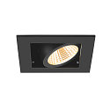 SLV LED Deckeneinbauleuchte KADUX SINGLE, 38�, 3000K, 770lm, IP20, quadratisch, dimmbar, schwarz