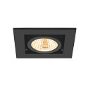 SLV LED Deckeneinbauleuchte KADUX SINGLE, 38�, 3000K, 770lm, IP20, quadratisch, dimmbar, schwarz