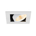 SLV LED Deckeneinbauleuchte KADUX SINGLE, 38�, 3000K, 770lm, IP20, quadratisch, dimmbar, wei�/schwarz