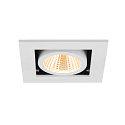 SLV LED Deckeneinbauleuchte KADUX SINGLE, 38�, 3000K, 770lm, IP20, quadratisch, dimmbar, wei�/schwarz