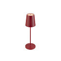 SLV LED Akku-Tischleuchte VINOLINA TWO, IP65, � 11cm, konisch, 2W 2200-3000K (CCT Switch) 190m, Touch-Dimmer + Ladestation, rot