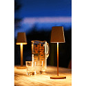 SLV LED Akku-Tischleuchte VINOLINA TWO, IP65, � 11cm, konisch, 2W 2200-3000K (CCT Switch) 190m, Touch-Dimmer + Ladestation, rost