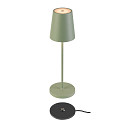 LED Akku-Tischleuchte VINOLINA TWO, IP65, � 11cm, konisch, 2W 2200-3000K (CCT Switch) 190m, Touch-Dimmer + Ladestation, gr�n