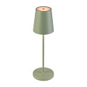 LED Akku-Tischleuchte VINOLINA TWO, IP65, � 11cm, konisch, 2W 2200-3000K (CCT Switch) 190m, Touch-Dimmer + Ladestation, gr�n