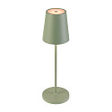 LED Akku-Tischleuchte VINOLINA TWO, IP65, � 11cm, konisch, 2W 2200-3000K (CCT Switch) 190m, Touch-Dimmer + Ladestation, gr�n