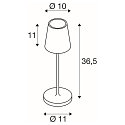 LED Akku-Tischleuchte VINOLINA TWO, IP65, � 11cm, konisch, 2W 2200-3000K (CCT Switch) 190m, Touch-Dimmer + Ladestation, gr�n