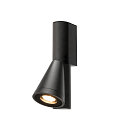 SLV outdoor wall luminaire T-TUBE SINGLE GU10 IP65, black, lacquered dimmable