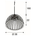 SLV pendant luminaire WUD - HALF ROUND half round E27 IP20, wood, black dimmable