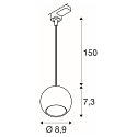 SLV 3-Phasen Pendelleuchte LIGHT EYE� 90, � 8.9cm, GU10 PAR16 / PAR51 max. 6W, Stahl, inkl. Adapter, matt wei�