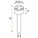 SLV Outdoor Stehleuchte PHOTONI CYL POLE 75, IP65 IK08, 75cm, zylindrisch, E27, Aluminium, seeluft-best�ndig, rost matt
