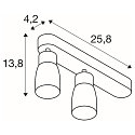 SLV wall and ceiling luminaire PURI 2.0 - DOME 2 flames, asymmetrical GU10 IP20, white dimmable