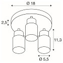 SLV Wand- und Deckenleuchte PURI 2.0 TUBE, rund, 2x GU10 max. 6W, grau