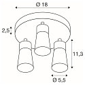 SLV Wand- und Deckenleuchte PURI 2.0 CONE, rund, 2x GU10 max. 6W, schwarz