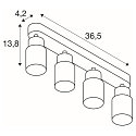 SLV Wand- und Deckenleuchte PURI 2.0 TUBE, Long, 4x GU10 max. 6W, schwarz / gold