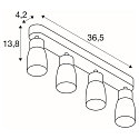 SLV Wand- und Deckenleuchte PURI 2.0 DOME, Long, 4x GU10 max. 6W, wei�