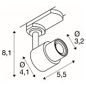 SLV 3-Phasen-Strahler PURI 2.0 BASIC, ohne Schirm, GU10 max. 6W, drehbar und schwenkbar, wei�