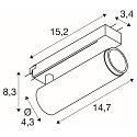SLV LED 1-Phasen-Strahler GRIP! M PHASE, zylindrisch, 20W 2700K 42�, CRi >90, UGR <19, dimmbar, schwenkbar, schwarz / gold