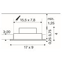 SLV LED Deckeneinbauleuchte NEW TRIA� 155 PHASE, quadratisch, 2-flammig, dimmbar, starr, 13.6W 2700K 1220lm 38�, schwarz