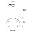 SLV Pendelleuchte FORCHINI M 40, E27 max. 40W, matt schwarz / matt gold