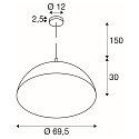 SLV Pendelleuchte FORCHINI 70, E27 max. 40W, matt schwarz / matt gold