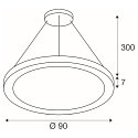 SLV LED Pendelleuchte MEDO� RING 90 PHASE, 43W 3000/4000K (CCT Switch) 5000/5300lm 110�, CRi >90, dimmbar, wei�