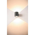 SLV wall luminaire OCULUS PHASE DTW UP/DOWN round, Dim-To-Warm, adjustable IP20, bronze dimmable