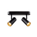 SLV LED Wand- und Deckenstrahler NOBLO� DOUBLE PHASE, IP20, 2-flammig, kardanisch, CRi>90, dimmbar, 12W 2700K 1450lm 32�, schwarz
