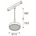 SLV LED Pendelleuchte GRIP! FLAT TRACK 48V, 15W, 2700/3000K, 400lm, IP20, dimmbar, wei�/schwarz