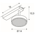 SLV LED 1-Phasen Strahler GRIP! FLAT, 16W 2700/3000K (CCT Switch), CRi>90, dimmbar, UGR<15, Wabenfilter, kardanisch, wei� / schwarz