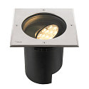 SLV LED Boden-Einbauleuchte DASAR� L ASYM, IP65/IP67 IK10, 19W 3000K 1800lm 70/40�, neigbar, befahrbar, DALI, Edelstahl, eckig