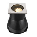 SLV LED Boden-Einbauleuchte DASAR� L ASYM, IP65/IP67 IK10, 19W 3000K 1800lm 70/40�, neigbar, befahrbar, DALI, Edelstahl, eckig