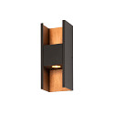 Outdoor LED-Wandleuchte FLATT II, IP65 IK03, Up & Down, 9.5W 2700K, Seeluft-best�ndig, dimmbar, anthrazit / Holzdekor
