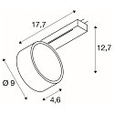 SLV LED 1-Phasen Strahler KALU 2.0 PHASE, IP20, zylindrisch, CRi>90, UGR<19, dimmbar, kardanisch, 10W 4000K 1500lm 36�, schwarz