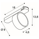 SLV LED 3-Phasen Strahler KALU 2.0 PHASE, IP20, zylindrisch, CRi>90, UGR<19, dimmbar, kardanisch, 10W 4000K 1500lm 36�, schwarz