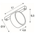 SLV LED NV-Schienenstrahler KALU 2.0 DALI, IP20, zylindrisch, CRi>90, UGR<19, DALI dimmbar, kardanisch, 9W 2700K 1400lm 36�