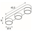 SLV LED Wand-/Deckenstrahler KALU 2.0 TRIPLE, IP20, 3-flammig, CRi>90, UGR<19, dimmbar, kardanisch, 28W 2700K 3x1350lm 36�, wei�