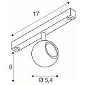 LED Spot DYSKO TRACK 48V Spot, f�r Einbauschiene, 36�, 5,6W, 2700K, 750lm, IP20, dimmbar, schwarz / gold