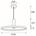 SLV Pendelleuchte LALU� SET PLATE 33, E27, 1x max. 7,5W, IP20, dimmbar, schwarz