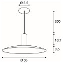 SLV LED Pendelleuchte LALU� SET ELYPSE 33, Einbauversion, 40�, 10W, 2700/3000K, 650lm, IP20, dimmbar, schwarz