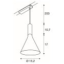 SLV LED 1-Phasen Pendelleuchte LALU� SET CONE 15, IP20, 10W 2700/3000K (CCT Switch) 40�, CRi>90, dimmbar, schwarz / Bronze