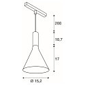 SLV LED Pendelleuchte LALU� SET CONE 15 TRACK 48V, 40�, 9W, 2700/3000K, 500lm, IP20, dimmbar, schwarz