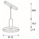 SLV LED Pendelleuchte LALU� SET PLATE 15 TRACK 48V, 40�, 9W, 2700/3000K, 600lm, IP20, dimmbar, schwarz