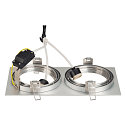 SLV Deckeneinbaustrahler NEW TRIA ES111 2 SQUARE, 2xGU10, 230V, inkl. Clipfedern, alu geb�rstet