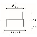 SLV Outdoor LED Einbau-Downlight PATTA-F SQUARE, r�ckversetzt, IP65 IK02, dimmbar, inkl. Treiber, 12W 3000K 860lm 38�, wei�