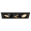 SLV LED Deckeneinbaustrahler KADUX Triple, 3x6,2W, COB LED, 3000K, 38�, inkl. Treiber, Clipfedern, schwarz