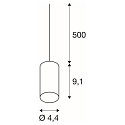 SLV Pendelleuchte FITU PD, E27, L�nge 9.1cm, Pendel 500cm, mit offenem Kabelende, Schwarz